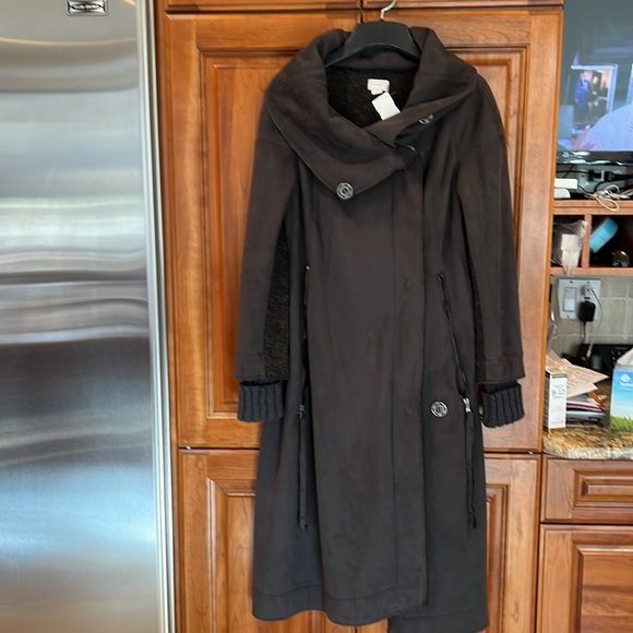 Transit 251 Charcoal Faux Suede & Wool Maxi Coat.  XS - Picture 16 of 16
